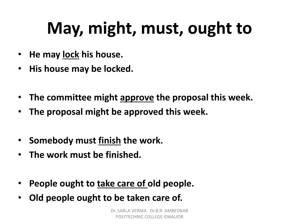 may might must ought to