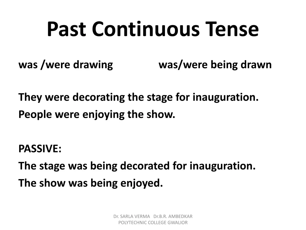 past continuous tense