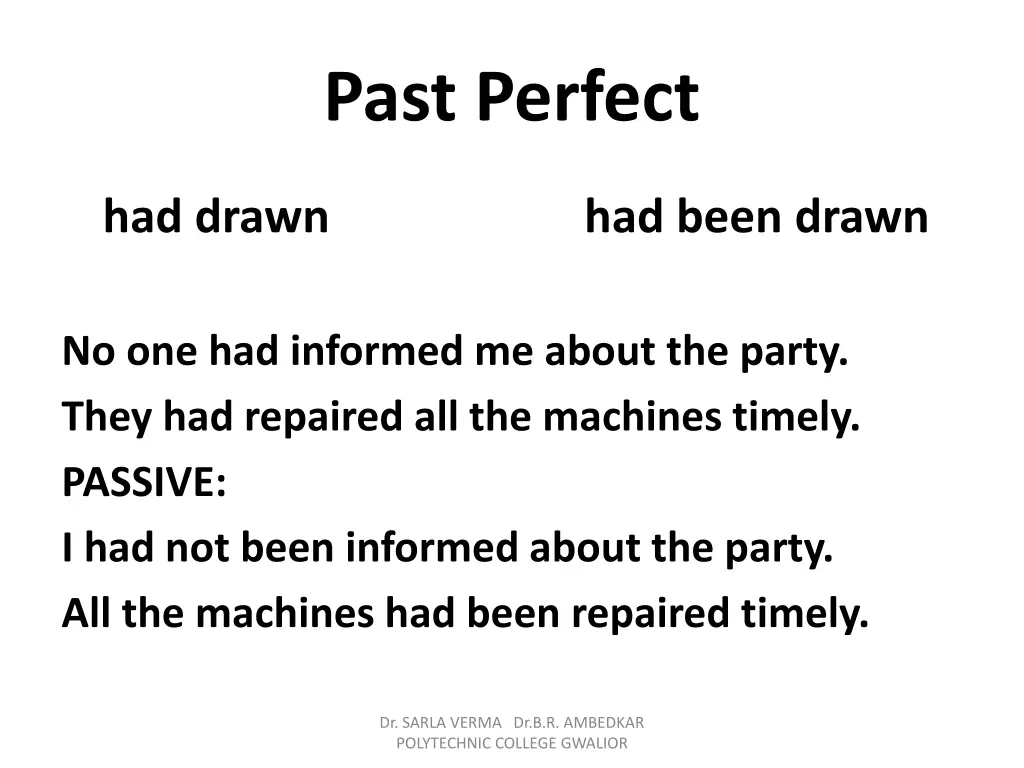 past perfect