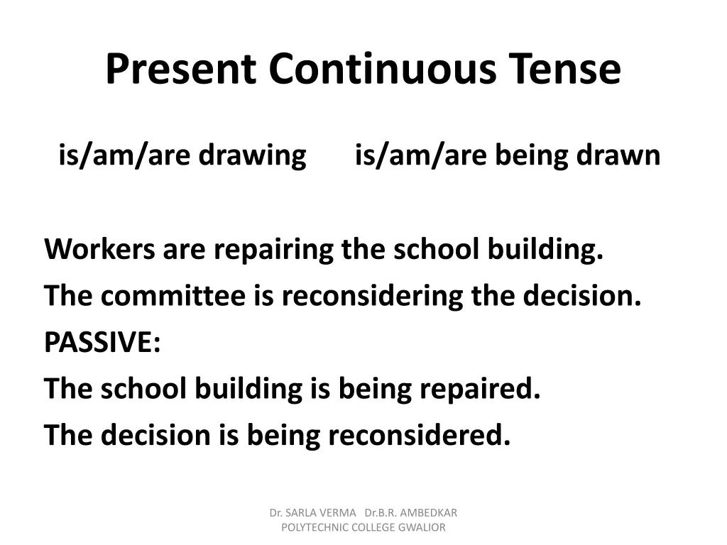 present continuous tense