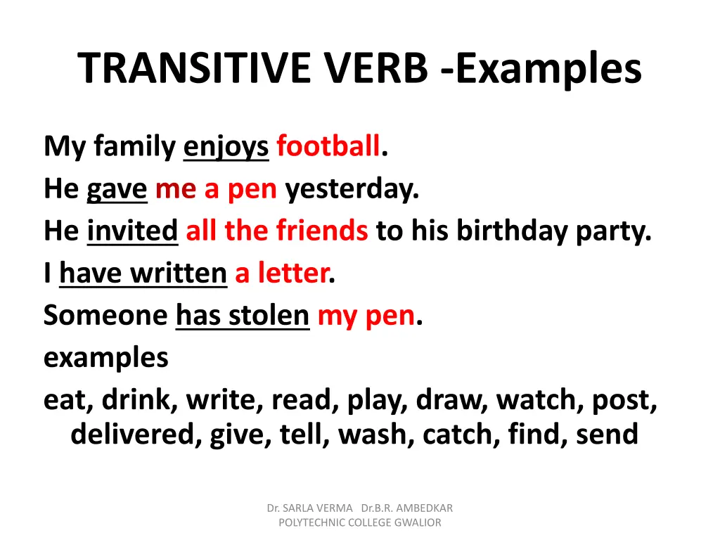 transitive verb examples