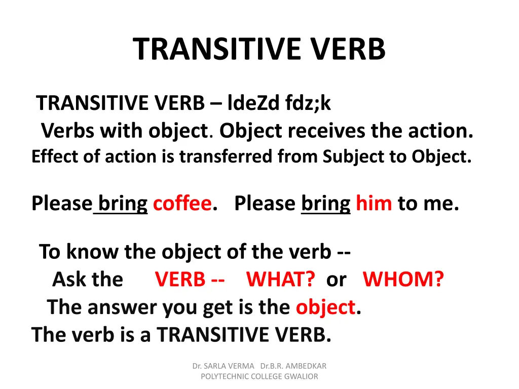 transitive verb