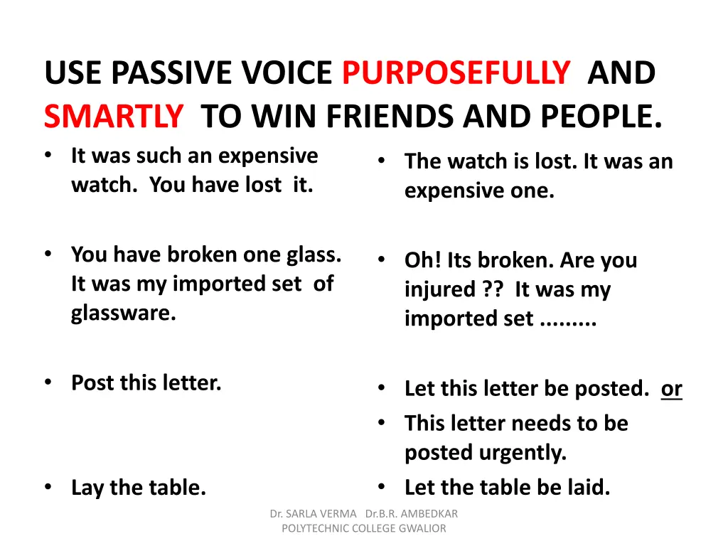 use passive voice purposefully and smartly