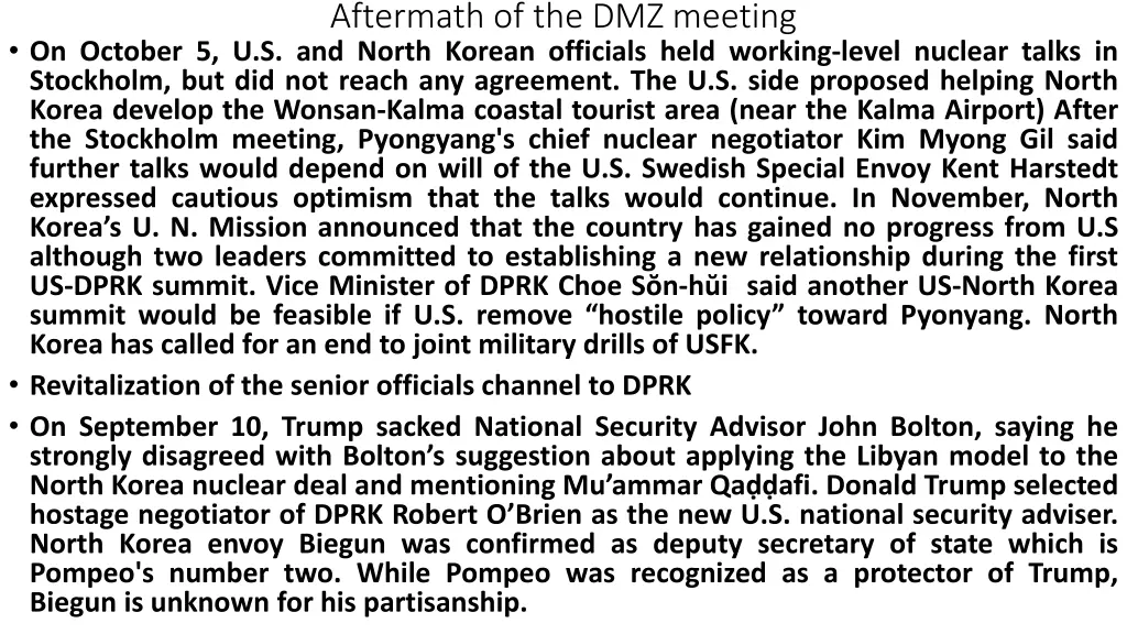 aftermath of the dmz meeting