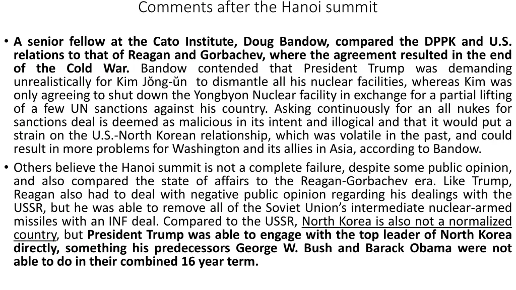 comments after the hanoi summit 1