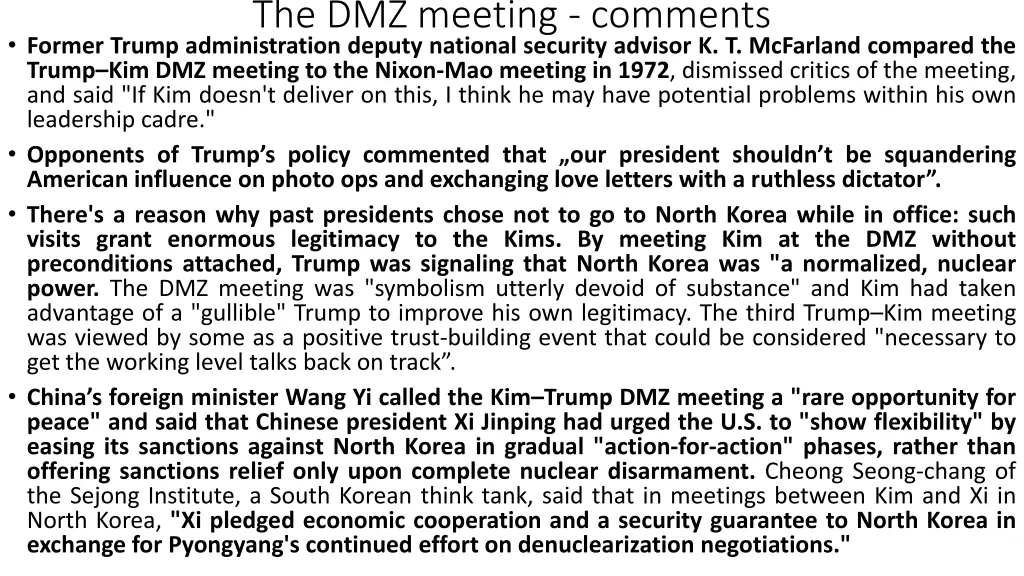 the dmz meeting comments former trump