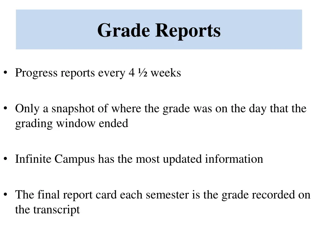 grade reports