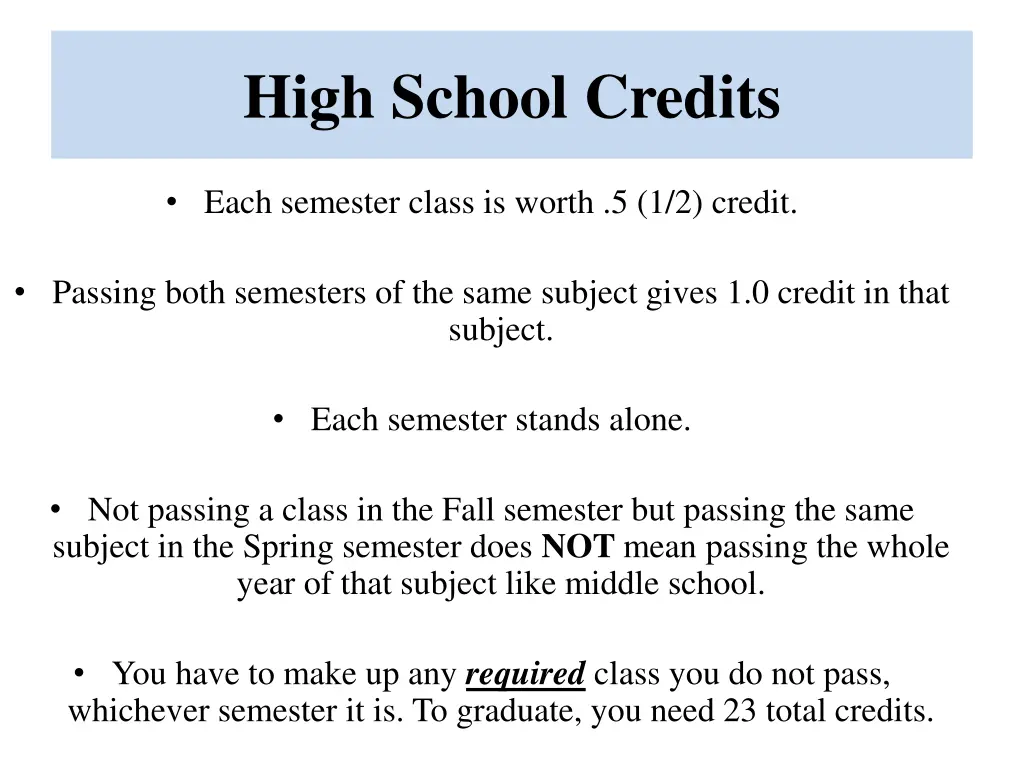 high school credits