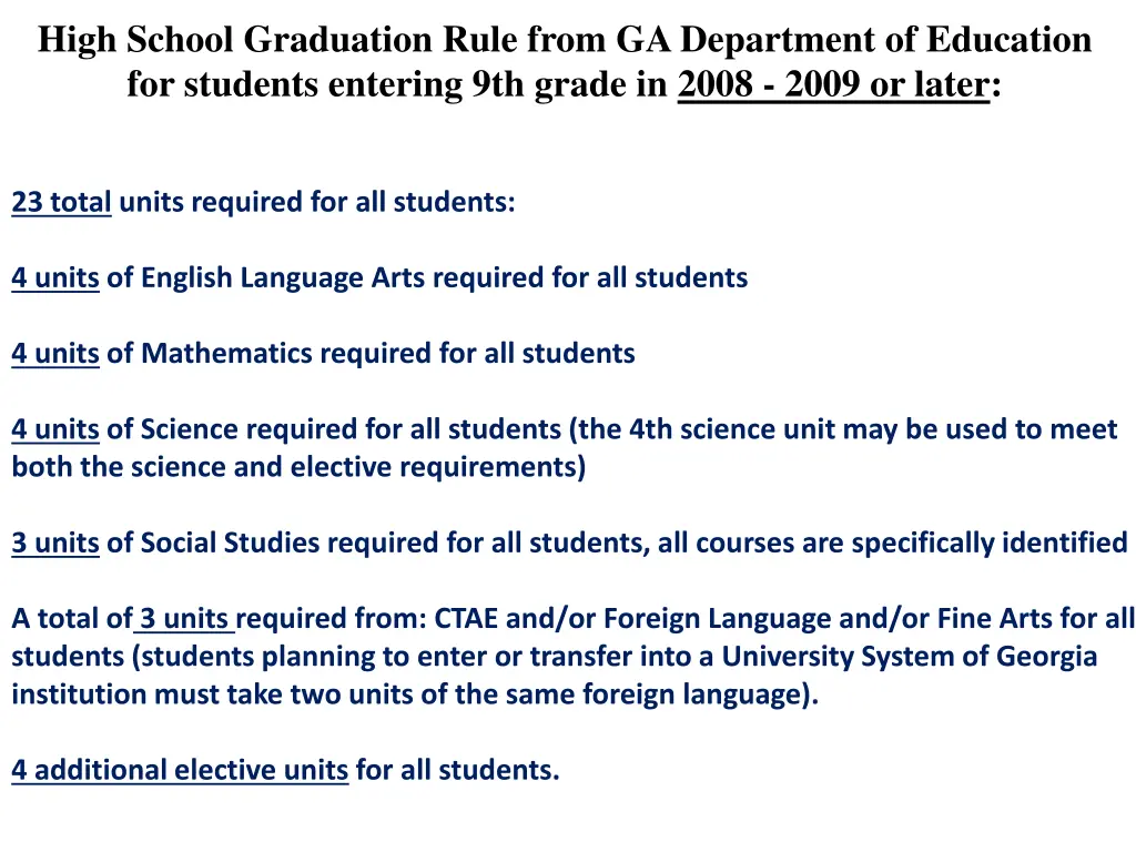 high school graduation rule from ga department