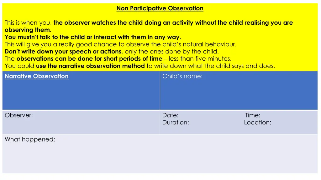 non participative observation