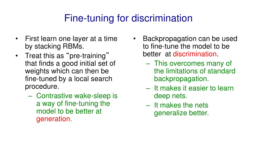 fine tuning for discrimination