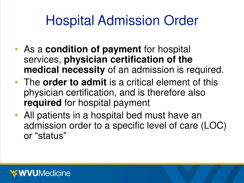 hospital admission order