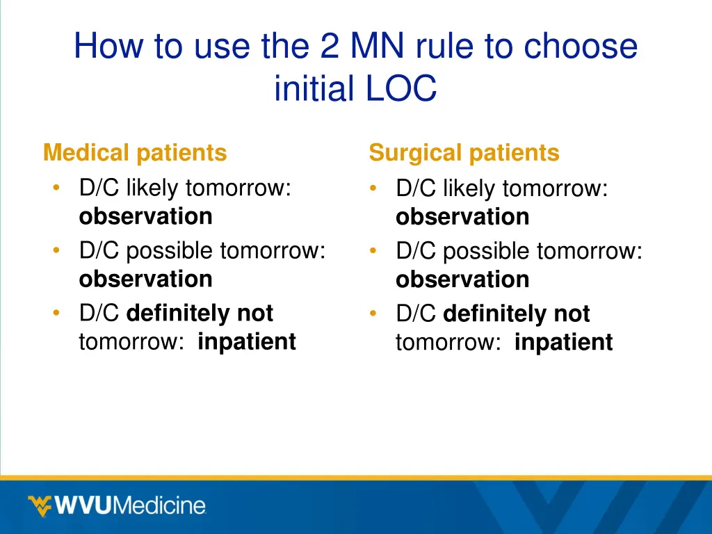 how to use the 2 mn rule to choose initial loc