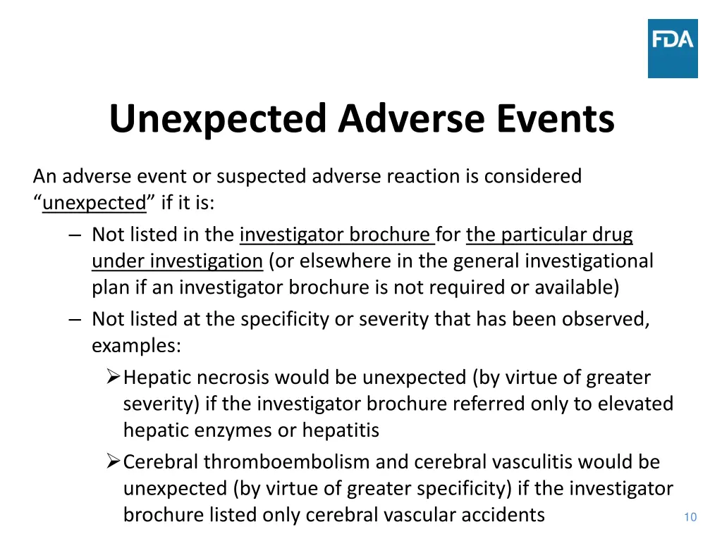 unexpected adverse events