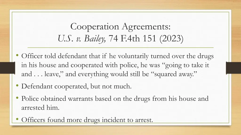 cooperation agreements u s v bailey