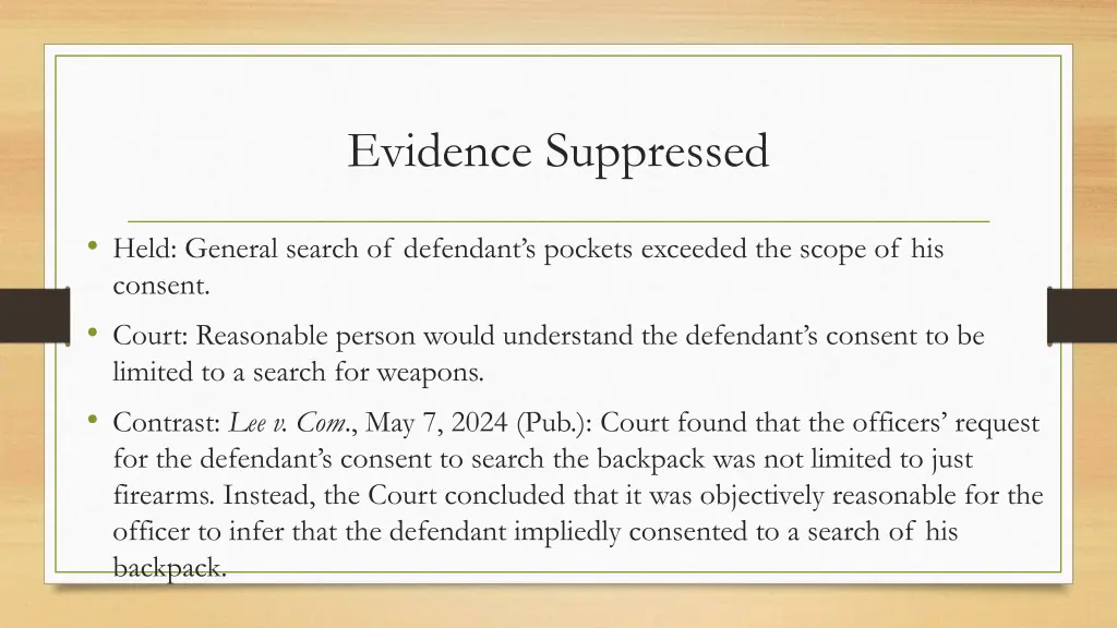 evidence suppressed