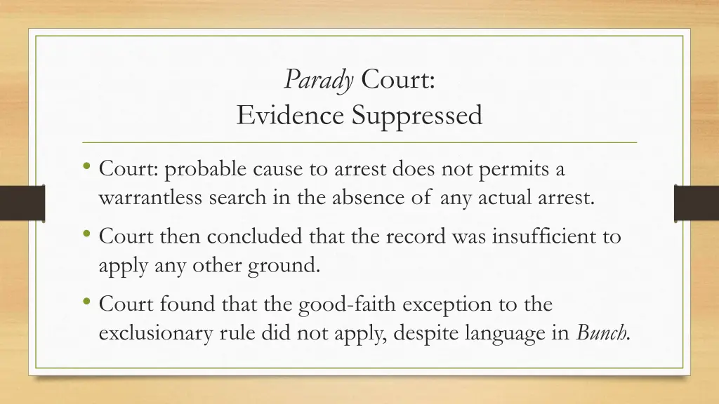 parady court evidence suppressed