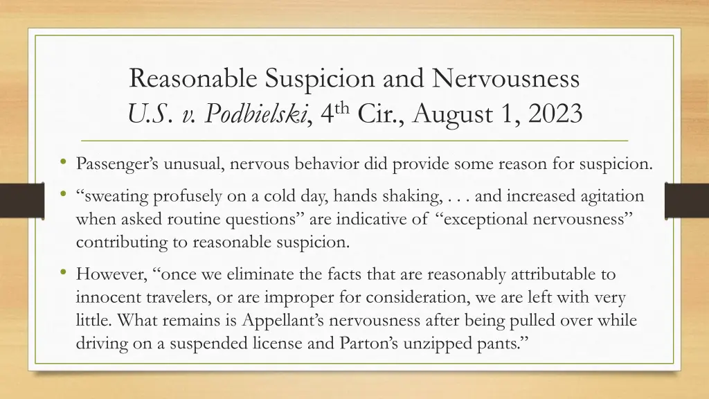 reasonable suspicion and nervousness