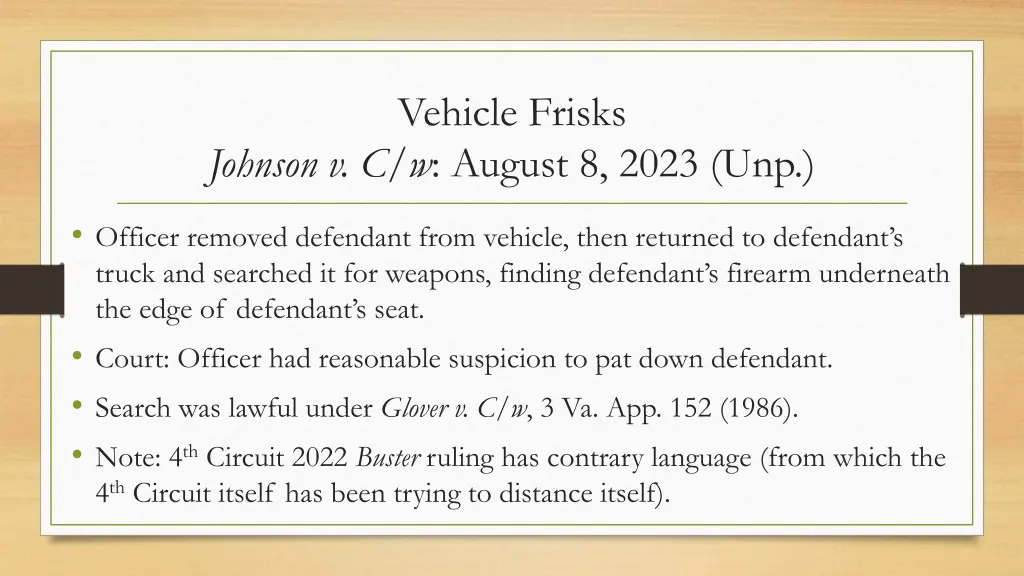 vehicle frisks