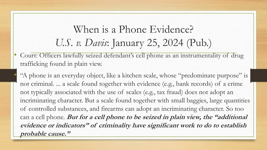 when is a phone evidence u s v davis january