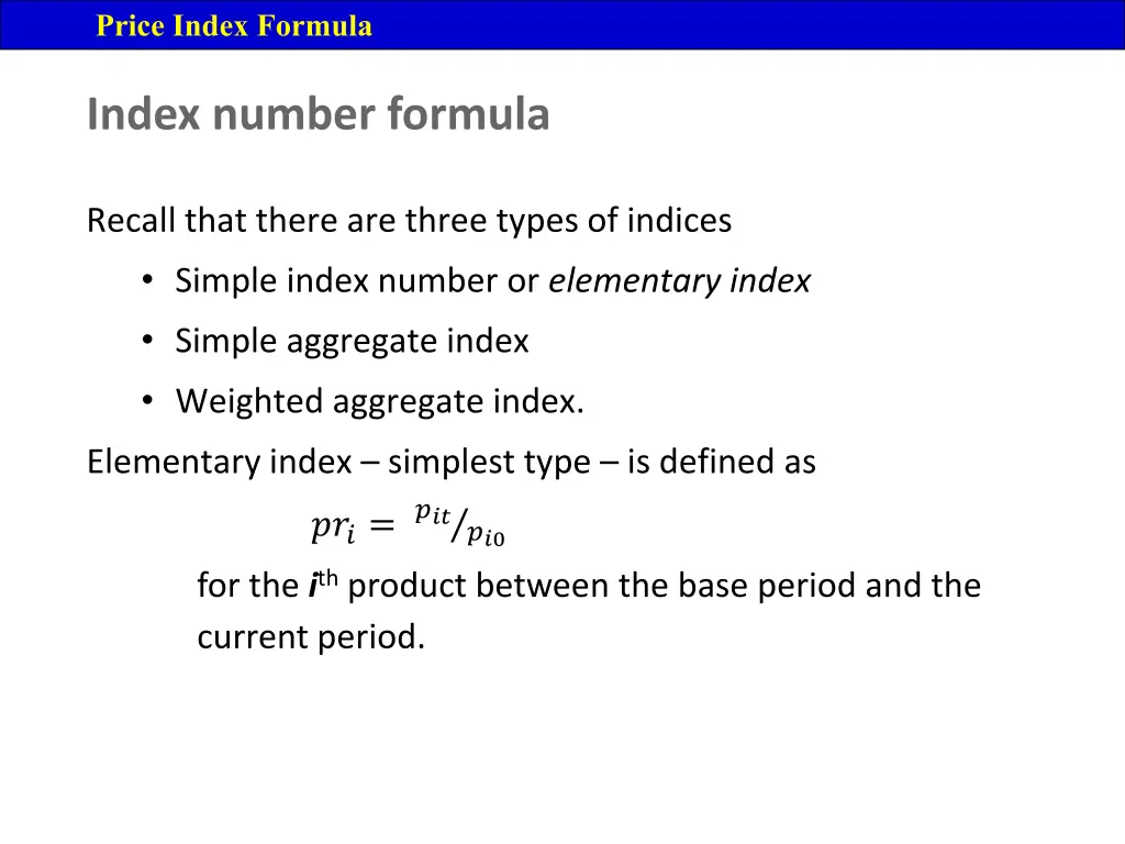 price index formula 1