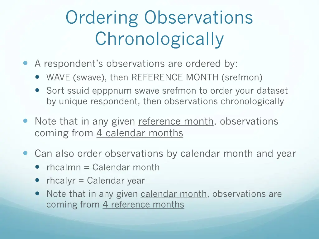 ordering observations chronologically