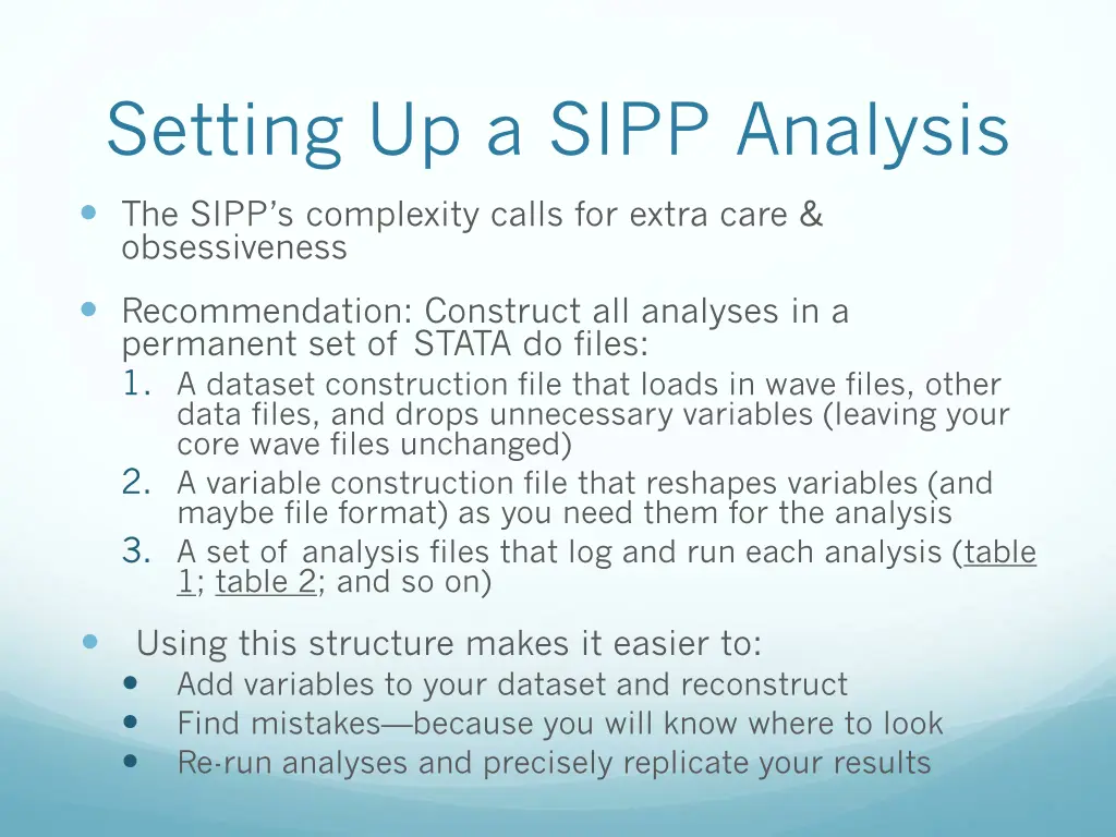 setting up a sipp analysis