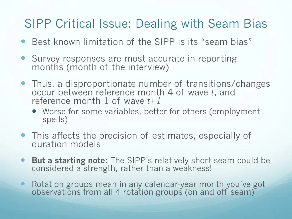 sipp critical issue dealing with seam bias