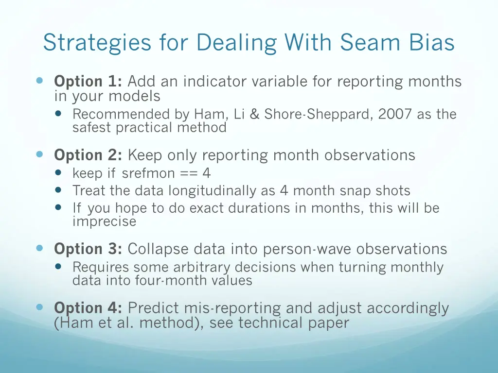 strategies for dealing with seam bias