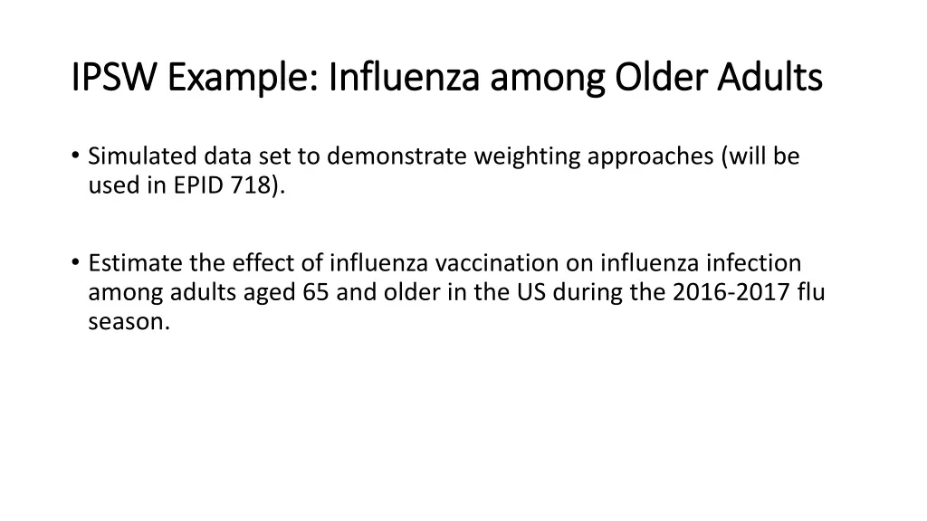 ipsw example influenza among older adults ipsw