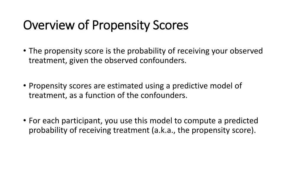 overview of propensity scores overview