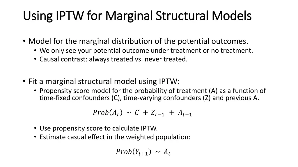 using iptw for marginal structural models using 1