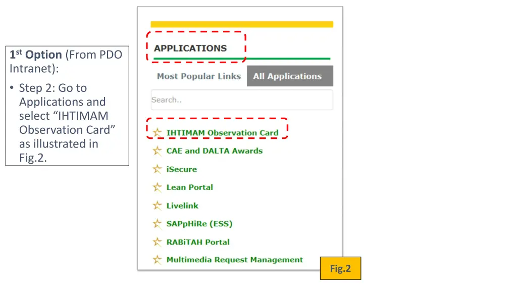 1 st option from pdo intranet step