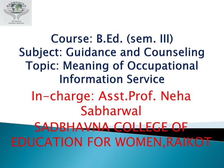 in charge asst prof neha sabharwal sadbhavna