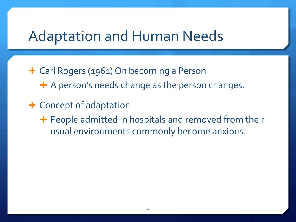 adaptation and human needs