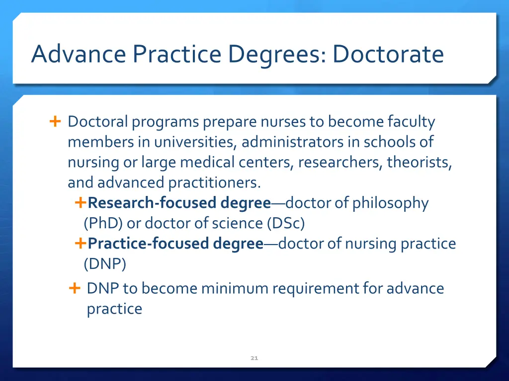 advance practice degrees doctorate