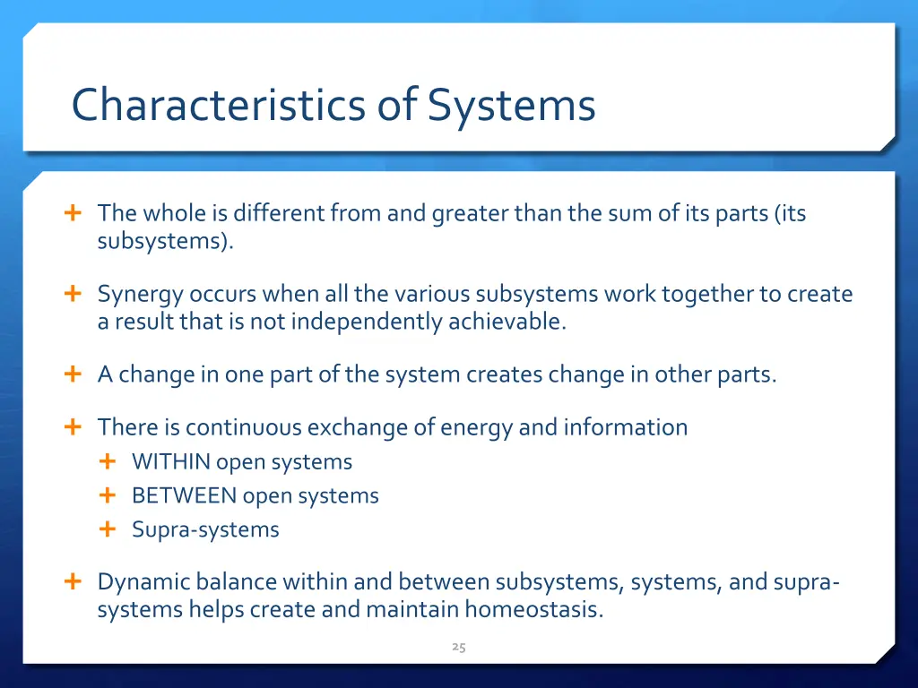 characteristics of systems