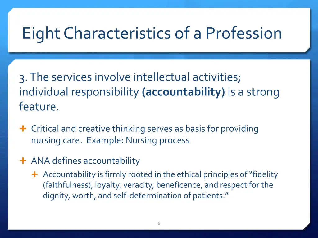 eight characteristics of a profession 1