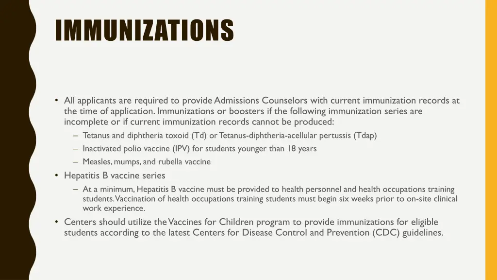 immunizations