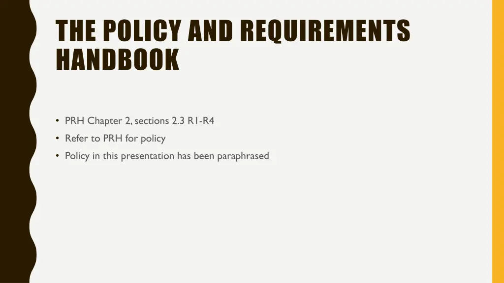 the policy and requirements handbook