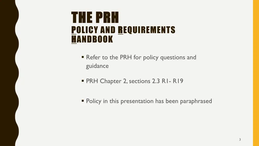 the prh the prh p policy and r requirements