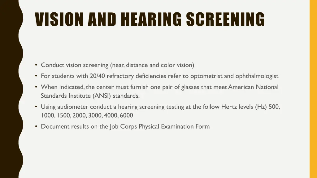 vision and hearing screening