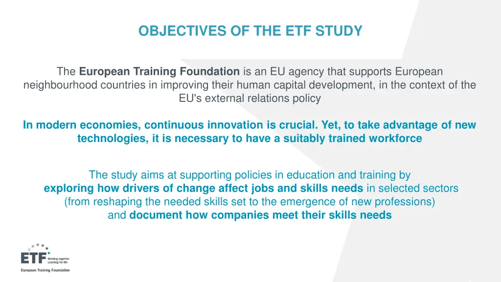 objectives of the etf study