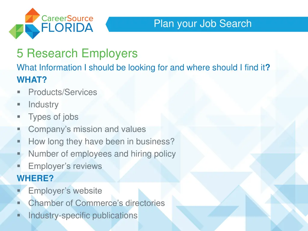 plan your job search 11