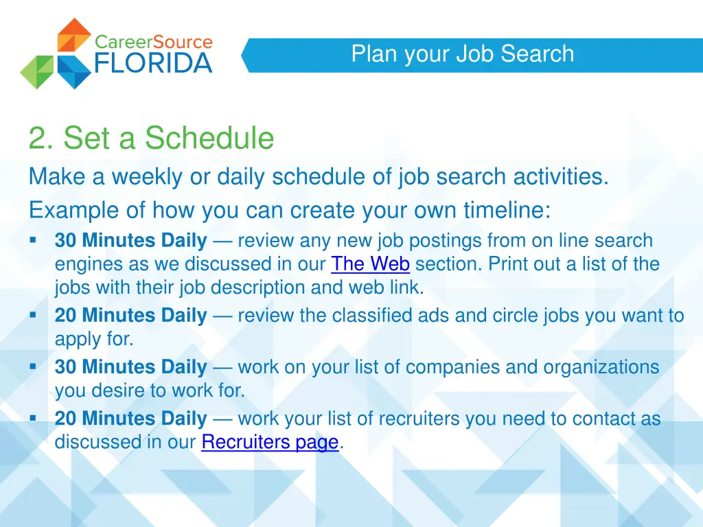 plan your job search 6