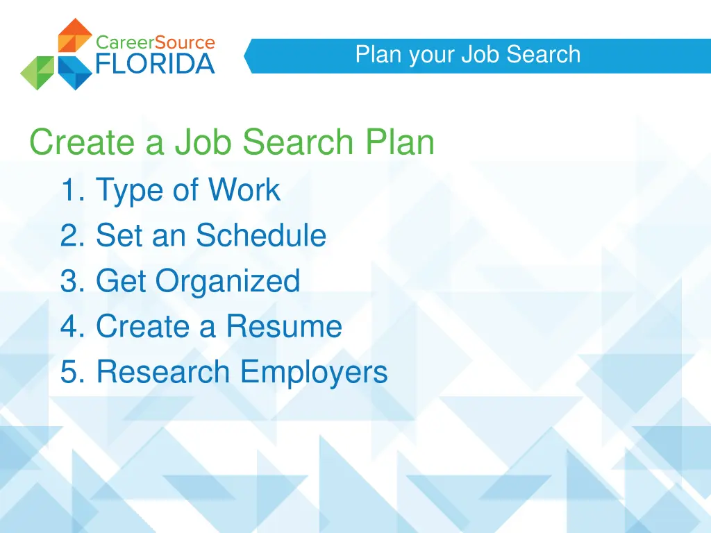 plan your job search