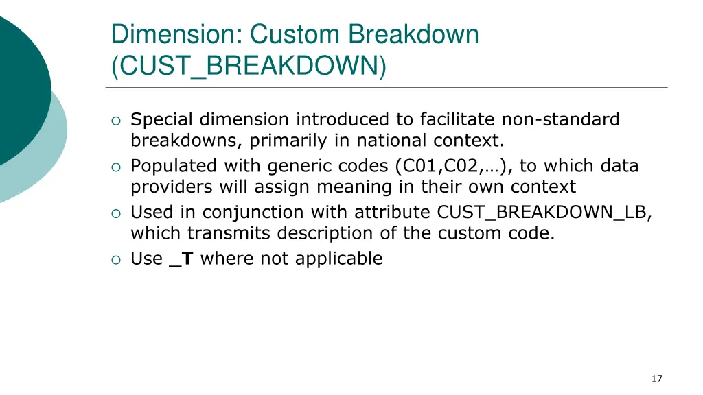 dimension custom breakdown cust breakdown