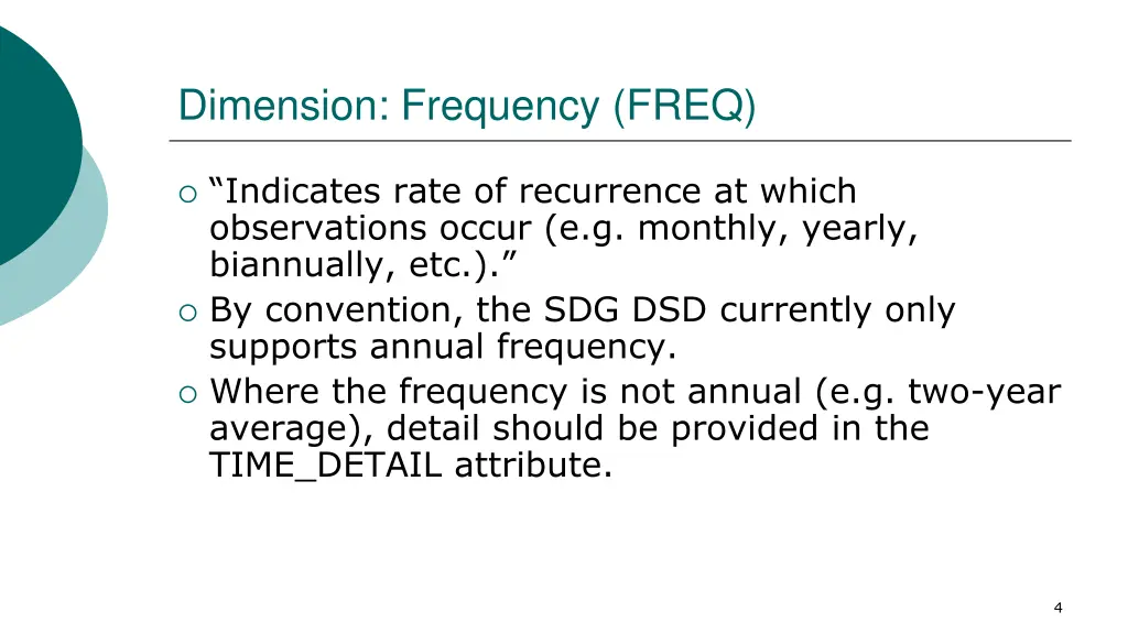 dimension frequency freq