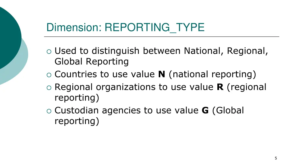 dimension reporting type