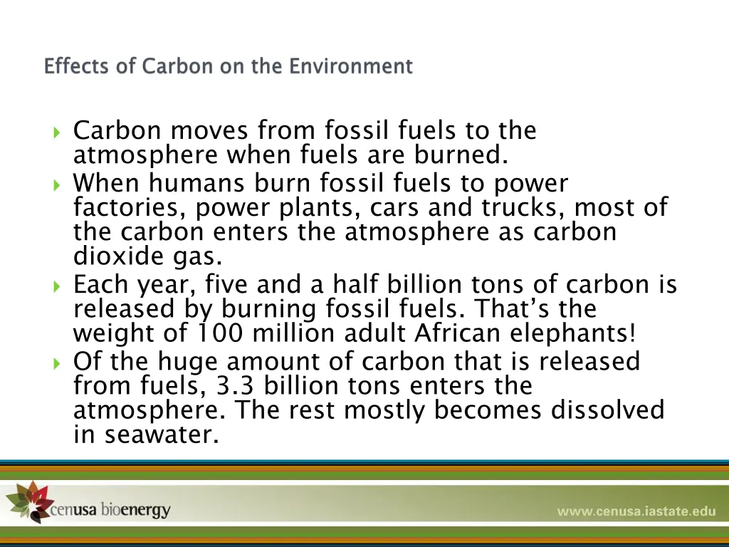 carbon moves from fossil fuels to the atmosphere